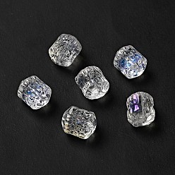 Clear AB Spray Painted Transparent Glass Beads, Drum, Clear AB, 12x10mm, Hole: 1mm