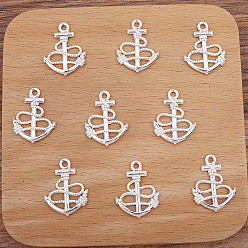 Платина Подвески из сплава , Якорь прелести, платина, 24x18 мм