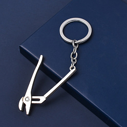 Platinum Alloy Pendant Keychain, with Key Rings, Active Vise, Platinum, 12.5x2cm