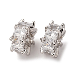 Платина Латунные микро проложить кубического циркония бусы, плоско-круглые, долговечный, без свинца и без кадмия, платина, 8.5x4 мм, отверстие : 3 мм