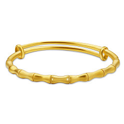 Brass SHEGRACE Adjustable Brass Bangles, Real 24K Gold Plated, Bamboo Joint, 2-1/4 inch(5.86cm)