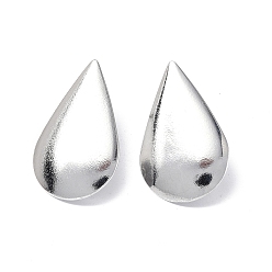Stainless Steel Color Ion Plating(IP) 304 Stainless Steel Stud Earring Findings, with Vertical Loops and Ear Nuts, Teardrop, Stainless Steel Color, 29.5x18.5mm, Hole: 3.5mm, Pin: 0.7mm