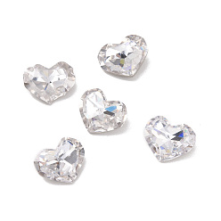 Crystal Glass Rhinestone Cabochons, Pointed Back & Back Plated, Heart, Crystal, 6.5x8x3.3mm