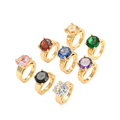 Mixed Color Light Gold Brass Small Ring Charms, with Glass Diamond Beaded, Mixed Color, 14x10x6mm, Hole: 7.6mm
