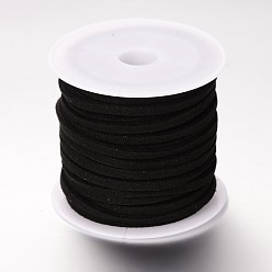 Black Faux Suede Cord, Faux Suede Lace, Black, 3x1.5mm, about 5.46 yards(5m)/roll, 25rolls/bag