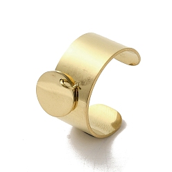 Golden 304 Stainless Steel Open Cuff Rings, Flat Round Charm Jewely for Women, Golden, Inner Diameter: 20.5mm