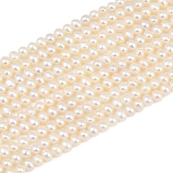 White Natural Cultured Freshwater Pearl Beads Strands, Round, Grade 7A+, White, 3~3.2mm, Hole: 0.3mm, about 127pcs/strand, 15.35''~15.55''(39~39.5cm)