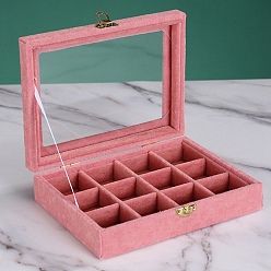 Pink Flock with Glass Jewelry Display Box, Pink, 20x15x5cm