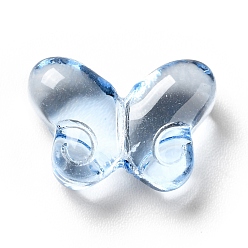 Blue Transparent Baking Paint Glass Beads, Butterfly, Blue, 10x14x5.5mm, Hole: 1mm