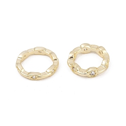 Настоящее золото 14K Рамка из прозрачного кубического циркония из латуни, кольцо, реальный 14 k позолоченный, 11.5x3 мм, отверстие : 1.2 мм