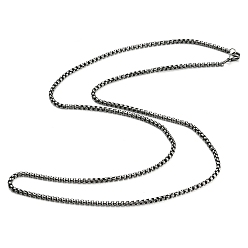 Gunmetal 304 Stainless Steel Box Chain Necklace, Gunmetal, 28.03 inch(71.2cm)