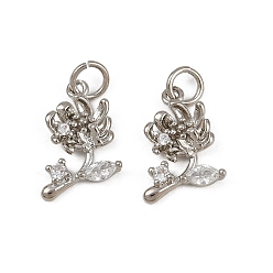 Платина Латунные микро проложить кубического циркония подвески, , с целью перехода в кольце, долговечный, без кадмия и без свинца, стойки покрытие, платина, 13.5x11x3 мм, отверстие : 3 мм