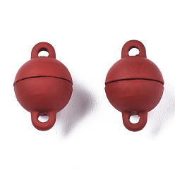 Коричневый Магнитные застежки из сплава, окрашенного распылением, без кадмия, без никеля и без свинца, круглые, коричневые, 12x8x8 мм, отверстие : 1.4 мм