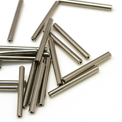 Silver Plated Glass Bugle Beads, Silver Plated, 20x2.5mm, Hole: 0.5mm, about 2000~2500pcs/bag