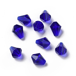 Dark Blue Glass Imitation Austrian Crystal Beads, Faceted, Diamond, Dark Blue, 10x9mm, Hole: 1mm
