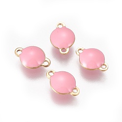 Pink Ионное покрытие (ip) 304 эмалированные соединители из нержавеющей стали, эмалированные блестки, плоско-круглые, золотые, розовые, 12x8x4 мм, отверстие : 1.4 мм