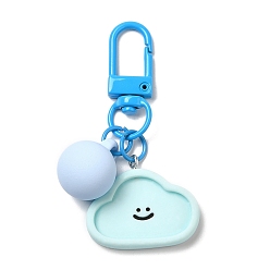 Cloud Cartoon Smiling Face Acrylic Pendant Keychain, with Candy Ball Charm and Alloy Finding, for Car Bag Decoration, Cloud, 62~67mm