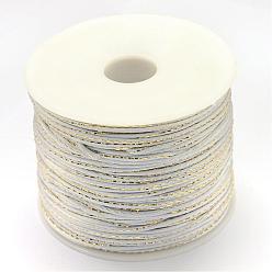 Light Grey Metallic Stain Beads String Cords, Nylon Mouse Tail Cord, Light Grey, 1.5mm, about 100yards/roll(300 feet/roll)