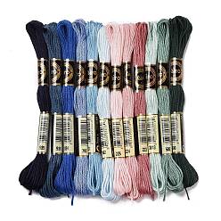 Mixed Color 12 Skeins 12 Colors 6-Ply Polyester Embroidery Floss, Cross Stitch Threads, Ocean Color Series, Mixed Color, 0.5mm, about 8.75 Yards(8m)/Skein, 12 skeins/set