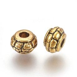 Or Antique Alliage de perles d'entretoise de style tibétain, sans cadmium et sans nickel et sans plomb, rondelle, Or antique, 8x5mm, Trou: 2mm