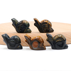 Tiger Eye Natural Tiger Eye Carved Healing Snail Figurines, Reiki Energy Stone Display Decorations, 18x26mm