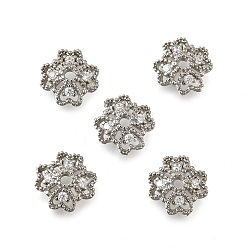 Платина Колпачки для бусин из цветочной латуни с микропаве из кубического циркония, стойки покрытие, долговечный, без свинца и без кадмия, платина, 9.5x9.5x3 мм, отверстие : 1.5 мм