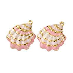 Pink 304 нержавеющей стальной эмали подвески, шарм в форме ракушки, вакуумное покрытие pvd, реальный 18 k позолоченный, розовые, 32x24.5x3.5 мм, отверстие : 1.8 мм
