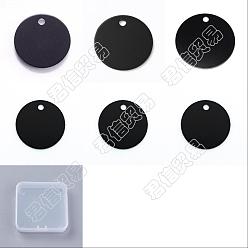 Black BENECREAT 15pcs 3 style Aluminium Pendants, Pet Tag, Flat Round, Black, 25~40x1mm, Hole: 3~3.5mm, 5pcs/style