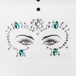 Colorful Acrylic Face Gems Stickers, Self Adhesive Temporary Tattoo, with Teardrop & Half Round & Horse Eye Rhinestones, Colorful, 0.35~1.75x0.35~1.3x0.15~0.4cm