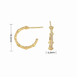 925 silver plated with gold 925 Sterling Silver CZ Stud Earrings - Elegant C-shaped Ear Pins for Women's Fashion Jewelry