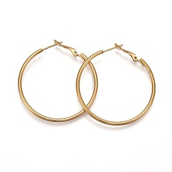 Golden 201 Stainless Steel Hoop Earrings, Hypoallergenic Earrings, Ring Shape, Golden, 12 Gauge, 42x39.5x2mm, Pin: 1mm