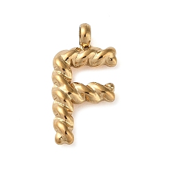 Letter F 316 Surgical Stainless Steel Pendants & Charms, Golden, Letter F, 14.5x7x2mm, Hole: 2mm