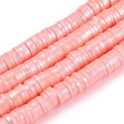 Salmon Eco-Friendly Handmade Polymer Clay Beads, for DIY Jewelry Crafts Supplies, Disc/Flat Round, Salmon, 6x1mm, Hole: 2mm