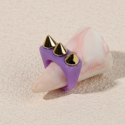 purple Fashionable Acrylic Rivet Ring - Punk Style, Simple, European and American Personality.