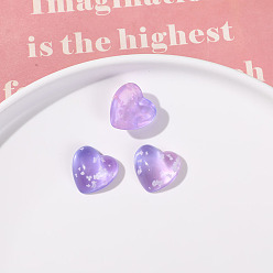 Сливовый Кабошоны из смолы, сердце, со снежинкой, слива, 20x20 мм