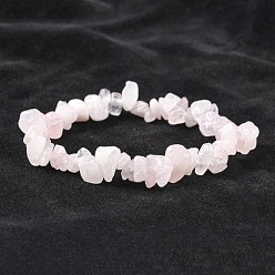 Розовый Кварц Браслет из бисера из натурального розового кварца стрейч для женщин, внутренний диаметр: 1-7/8~2 дюйм (4.8~5 см)