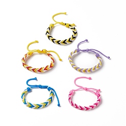 Mixed Color Polyester Wave Braided Cord Bracelet, Adjustable Bracelet for Women, Mixed Color, Inner Diameter: 1-7/8~2-5/8 inch(4.8~6.7cm)