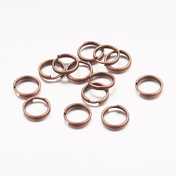 Red Copper Iron Split Rings, Double Loops Jump Rings, Cadmium Free & Nickel Free & Lead Free, Red Copper, 6x1.4mm, about 5.3mm inner diameter, about 9500pcs/1000g