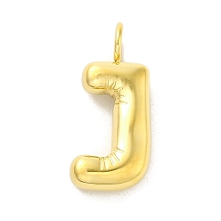 Letter J 304 Stainless Steel Pendants, Real 14K Gold Plated, Letter Charm, Letter J, 24x11x5mm, Hole: 4mm