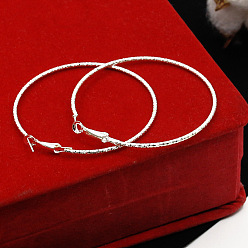 02 Silver 2413 Простые и универсальные серьги-кольца с бамбуковым узором и цветочным узором