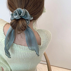 green Silk Butterfly Bow Long Ribbon Adult Fat Bow - Solid Color Hair Tie.