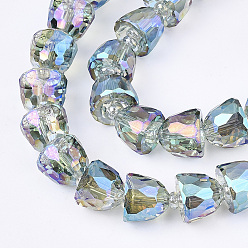 Pale Turquoise Electroplated Glass Beads, Faceted, Bell, Pale Turquoise, 10.5~11x9mm, Hole: 1mm