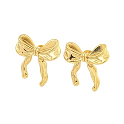 Настоящее золото 18K Ионное покрытие (ip) 304 серьги-гвоздики из нержавеющей стали, бантом, реальный 18 k позолоченный, 23x22 мм