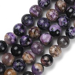 Charoite Natural Charoite Beads Strands, Round, 12mm, Hole: 1mm, about 34pcs/strand, 15.75 inch(40cm)