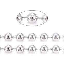 Stainless Steel Color 304 Stainless Steel Ball Chains, with Spool, Stainless Steel Color, 4mm, about 32.8 Feet(10m)/roll