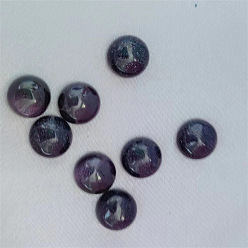Blue Goldstone Synthetic Blue Goldstone Cabochons, Flat Round, 6mm
