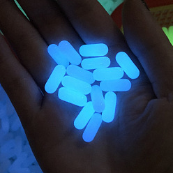 Blue Synthetic Luminous Stone Beads, Glow in the Dark, Capsule Shape, No Hole, Blue, 15x6mm