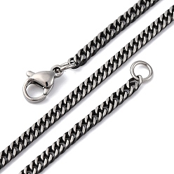 Черный Цвет Металла 2.7мм 201 ожерелья из витой цепи из нержавеющей стали, металлический черный , 24.06 дюйм (61.1 см)