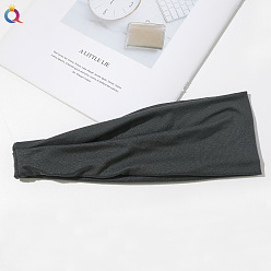 C253-A Solid Color Headband - Dark Grey Printed Knit Headband for Women - Sweat Absorbent Yoga Sports Hair Band