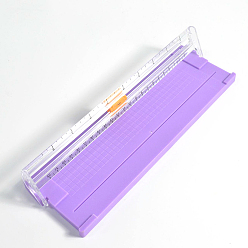 Lilac Plastic Mini Paper Cutter, for Scrapbooking & Paper Crafts, Rectangle with Scale, Lilac, 27x8.5x2.5cm